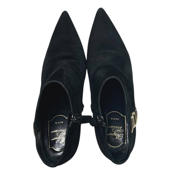 Roger Vivier - Women’s Suede Pointed Toe Bootie - Black, Size 36.5 IT, 6.5 US - Picture 9 of 16